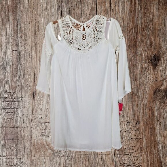 💎191 Xhilaration Cold Shoulder White Mini Dress - Picture 4 of 13